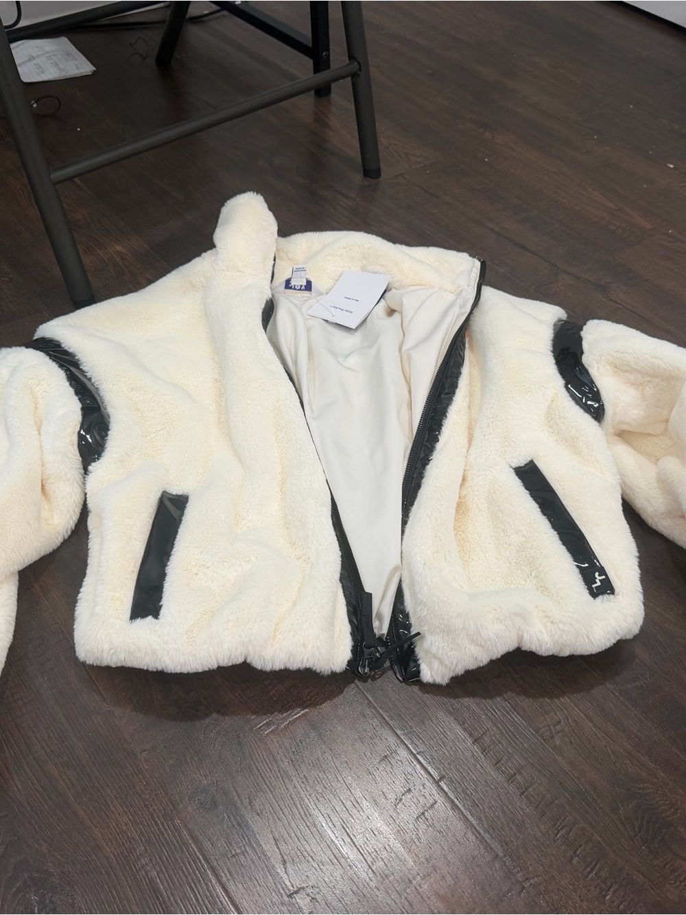 Target Cream Teddy Jacket with Black Trim